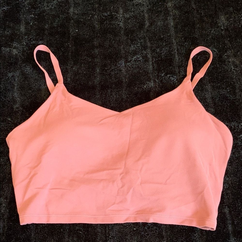 Athleta Elation Pink V-Neck Longline Crop Sports Bra Medium